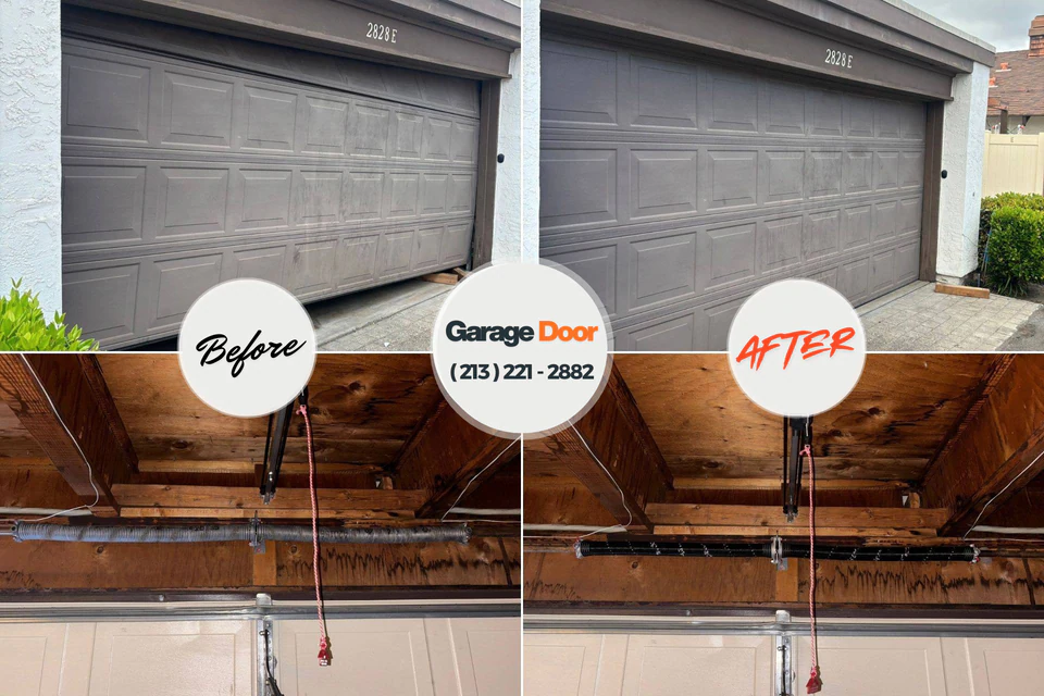 Before and after: garage door repair Andalusia, PA